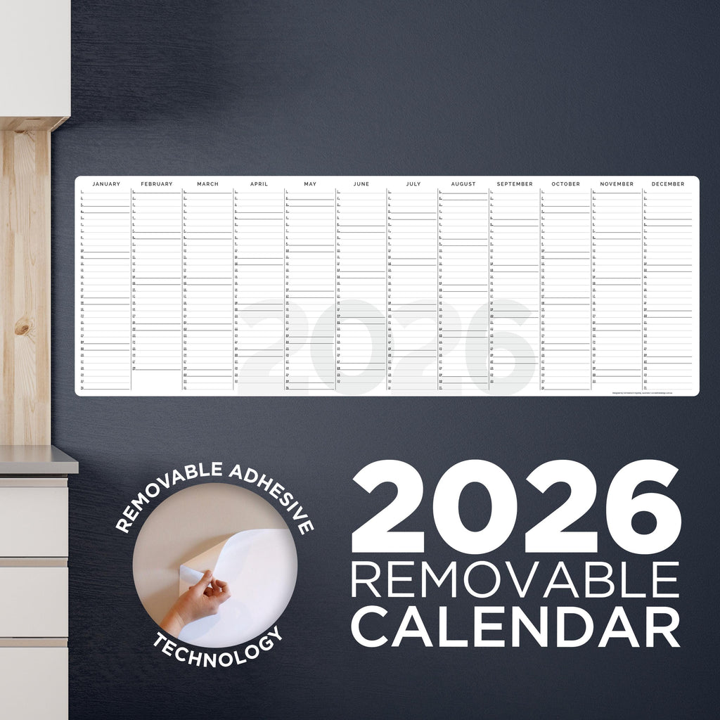 2026 Full-Length Removable Yearly Planner - Removable Whiteboard 2026 Calendar - Organiser and Year Calendar - Days & Dates of the Week