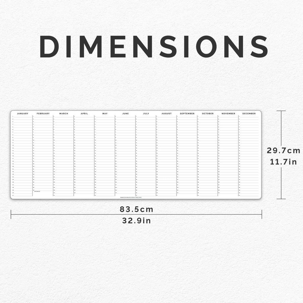BLANK Full-Length Removable Yearly Planner - Removable Whiteboard BLANK Calendar - Organiser and Year Calendar - Reuse Year After Year