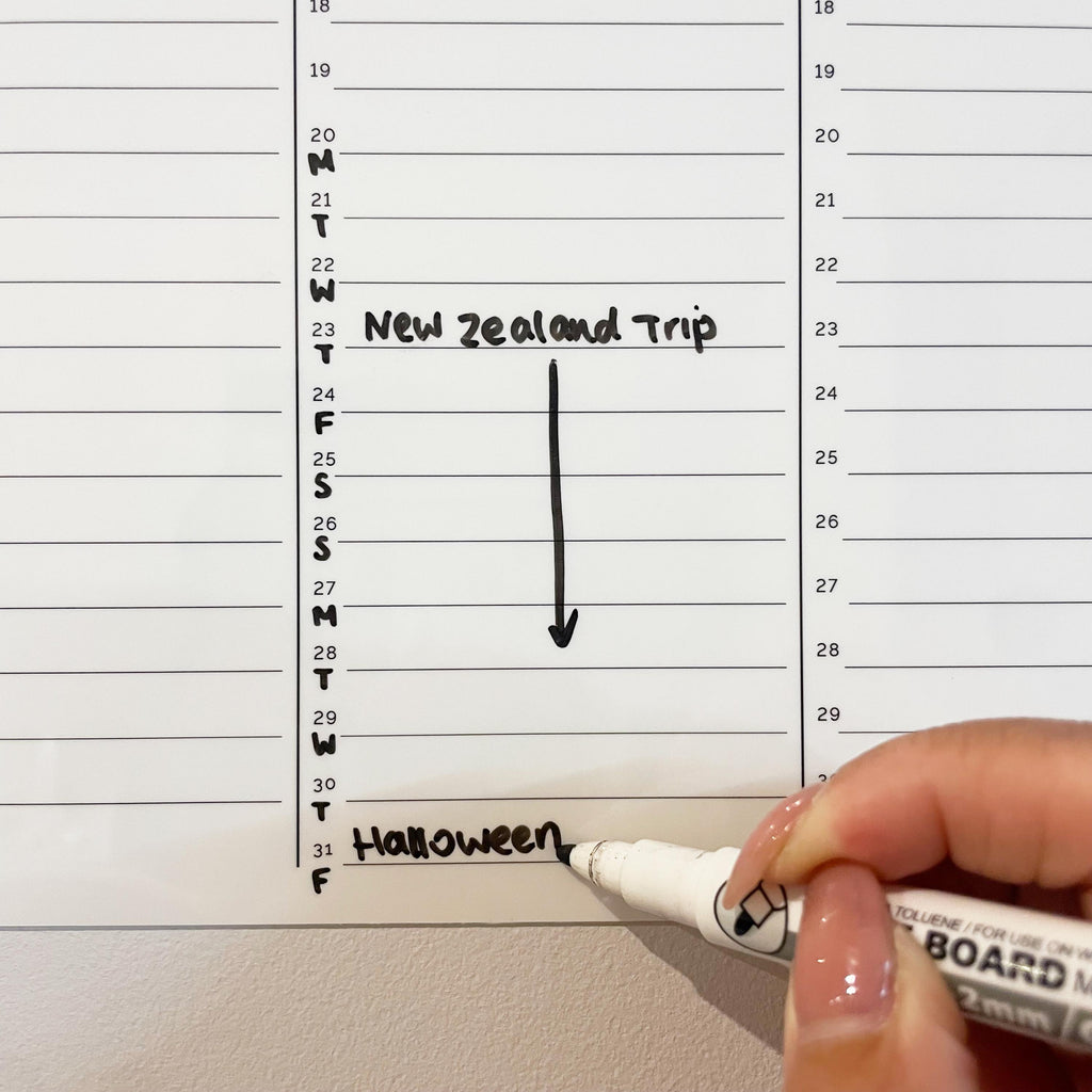 BLANK Full-Length Removable Yearly Planner - Removable Whiteboard BLANK Calendar - Organiser and Year Calendar - Reuse Year After Year