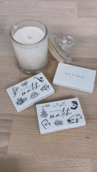 Custom Illustration Wedding Matchboxes | The Perfect Match | Wedding Favor Matches - Handdrawn Art Matches | Wedding Art