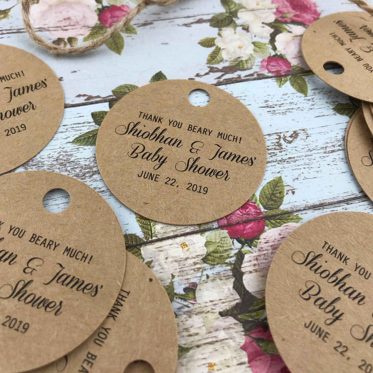 Printed Round Custom Wedding Favour Tags – CoCreative Design