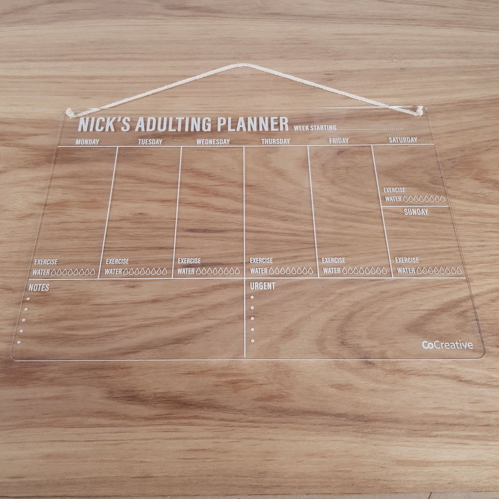 Adulting Chart Adulting Chart | Acrylic Weekly Planner – CoCreative Design