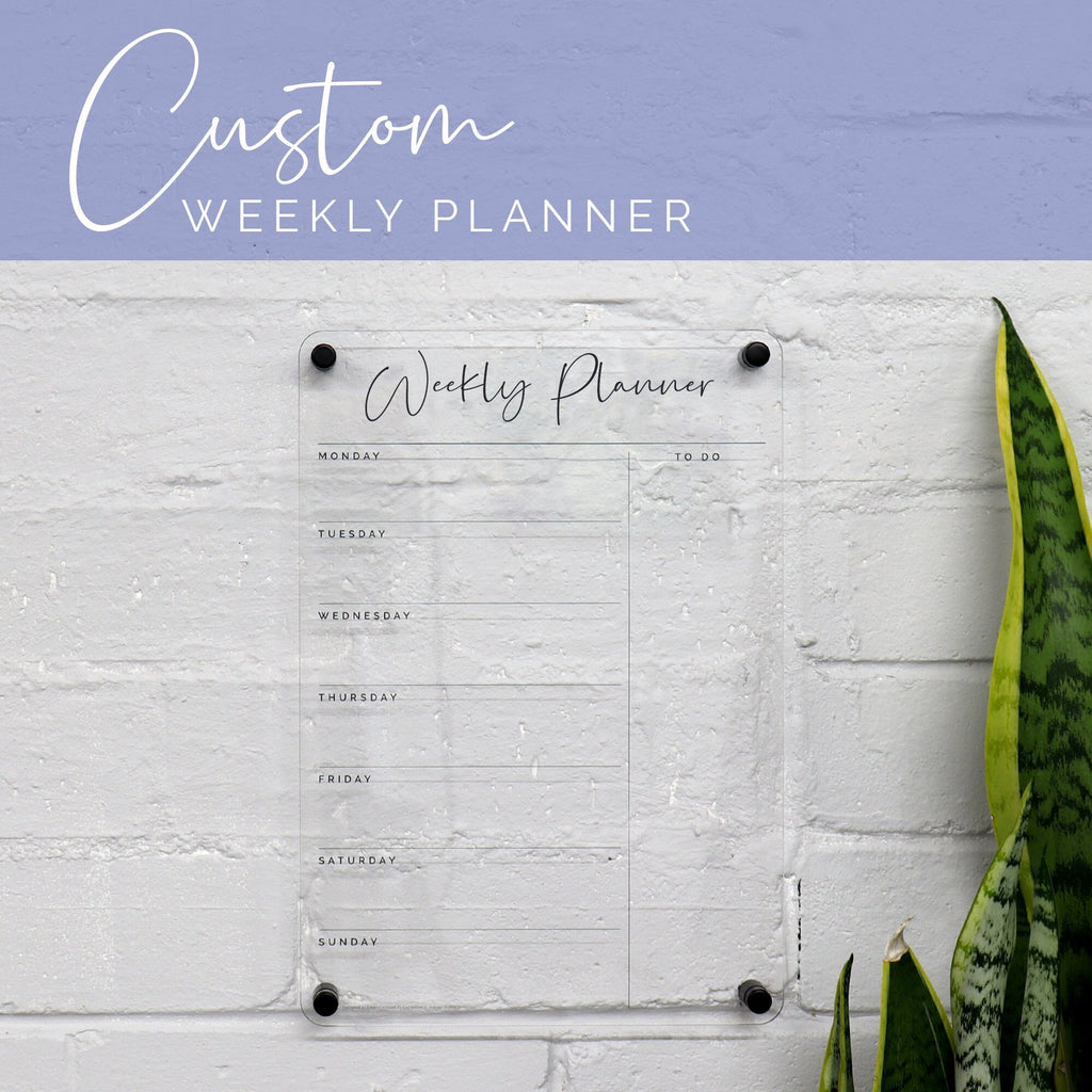 Custom Weekly wall planner - acrylic whiteboard calendar - family wall planner organiser