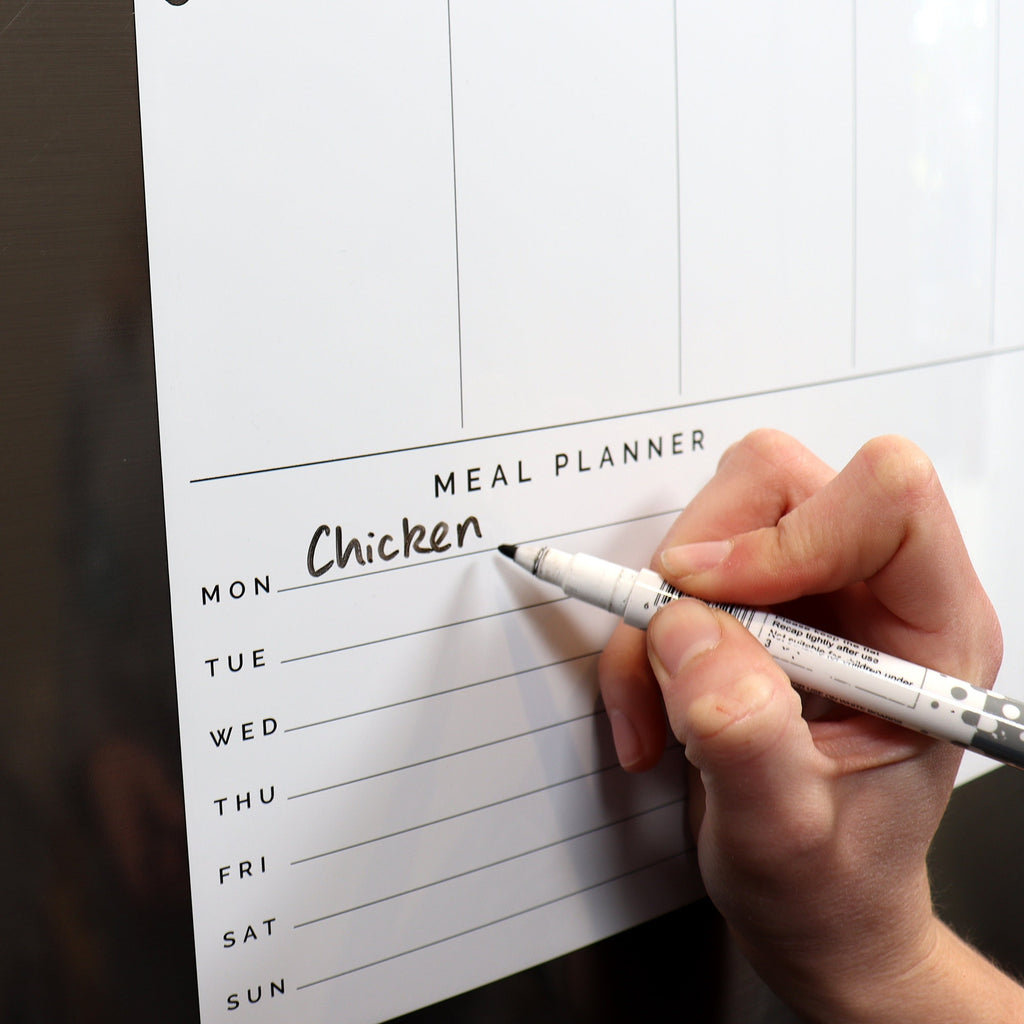 Custom weekly fridge planner - Meal planner section- magnetic whiteboard calendar - family organiser - LANDSCAPE