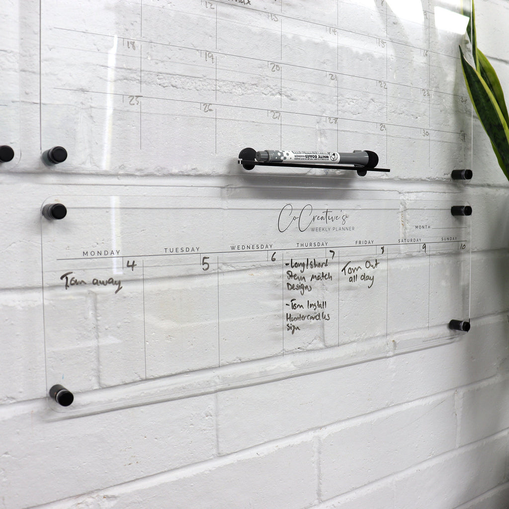Custom landscape weekly wall planner - acrylic whiteboard calendar - family wall planner organiser