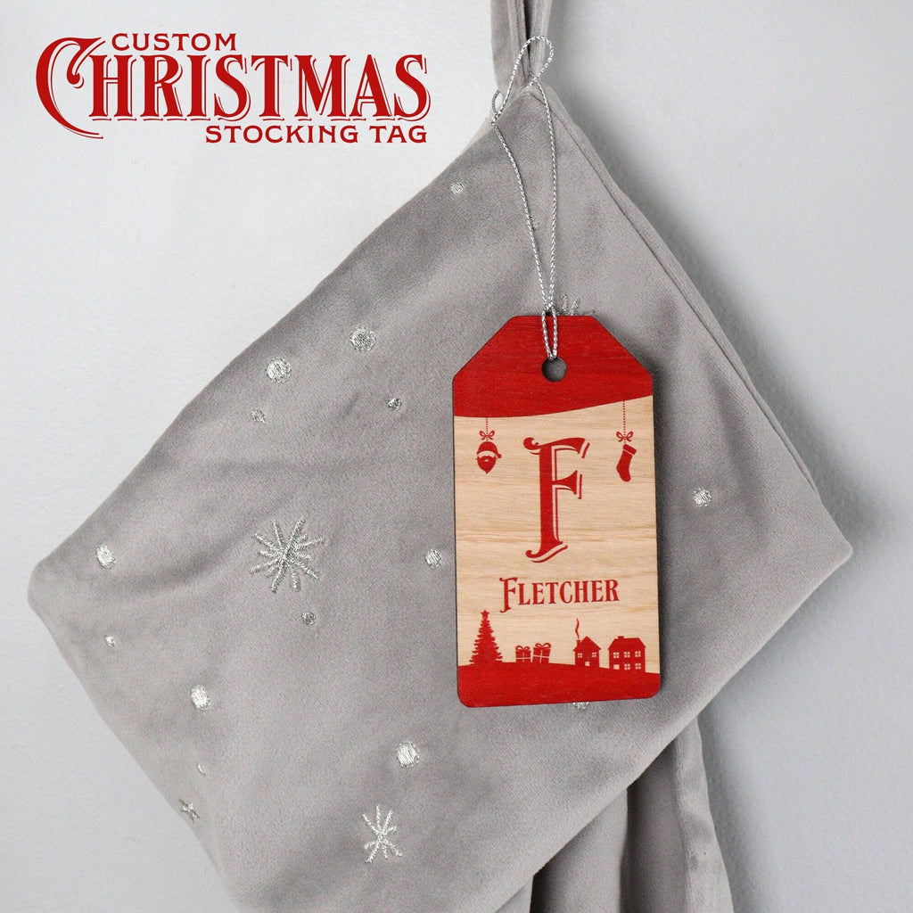 Personalised Christmas Stocking Tags – Initial Design - Printed