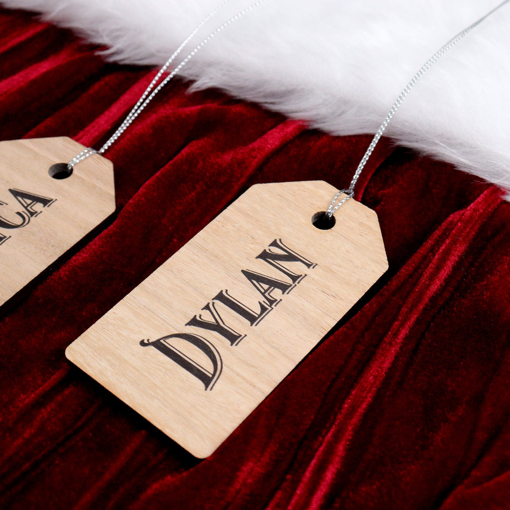 Personalised Christmas Stocking Tags – Classic Name Design - Printed