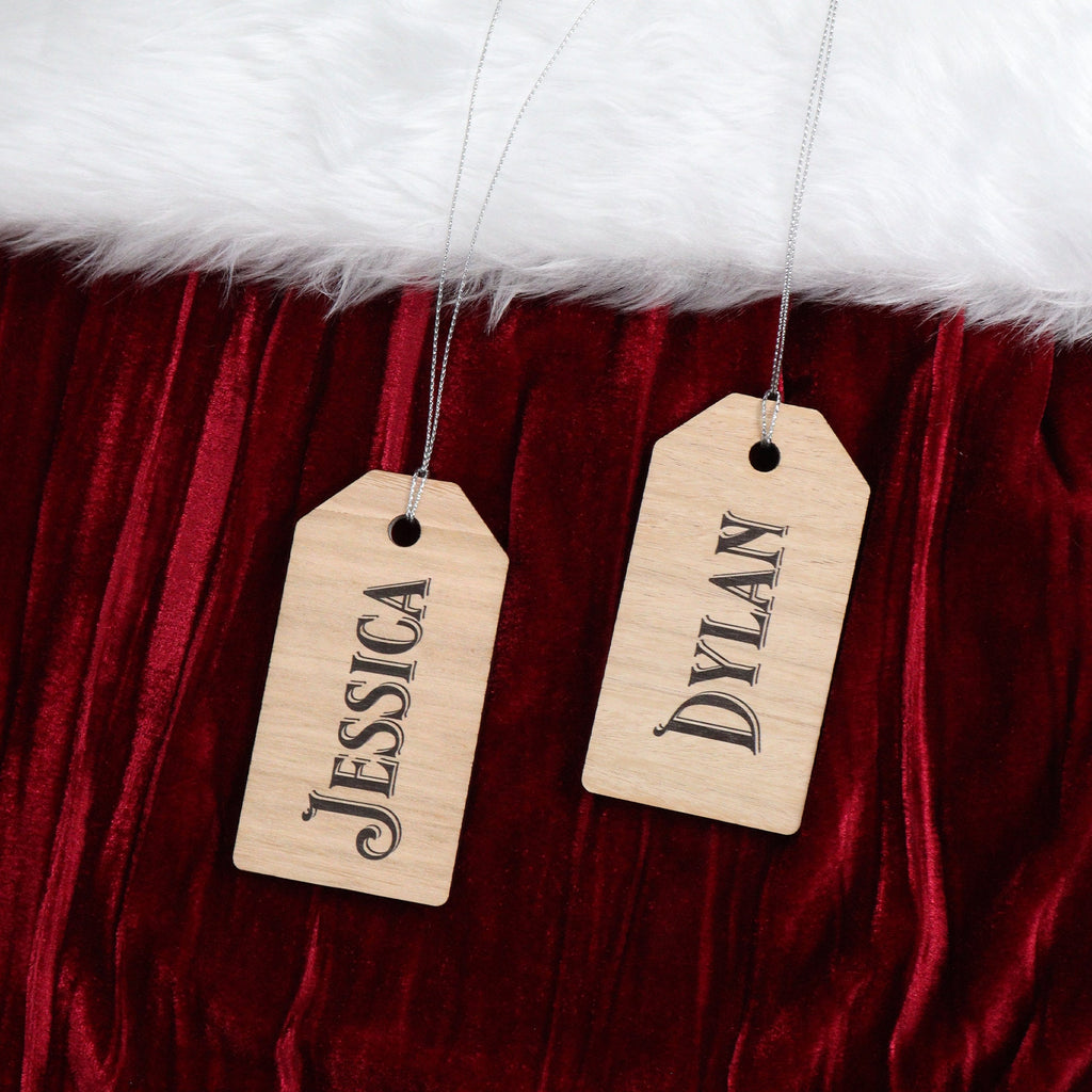 Personalised Christmas Stocking Tags – Classic Name Design - Printed