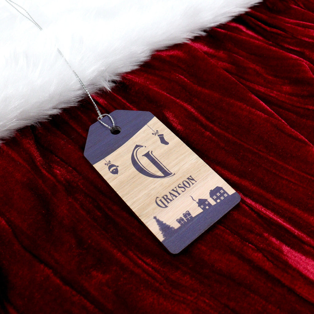 Personalised Christmas Stocking Tags – Initial Design - Printed