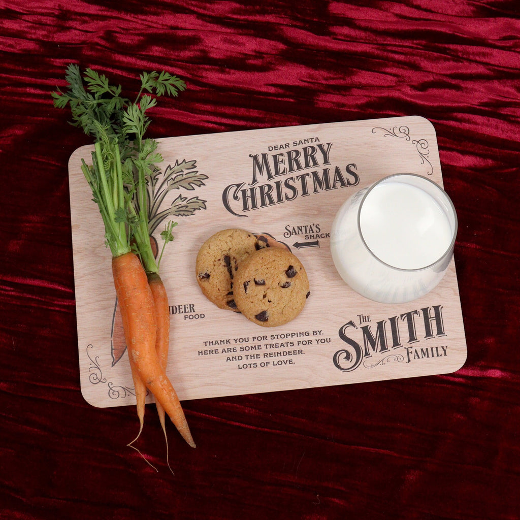 Personalised illustrated Santa Plate Treat Wooden Tray | Santa Board | Santa's Tray | Milk for Santa Board | Christmas ornaments
