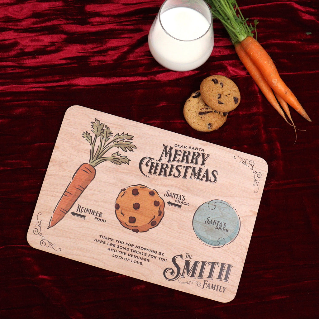 Personalised illustrated Santa Plate Treat Wooden Tray | Santa Board | Santa's Tray | Milk for Santa Board | Christmas ornaments