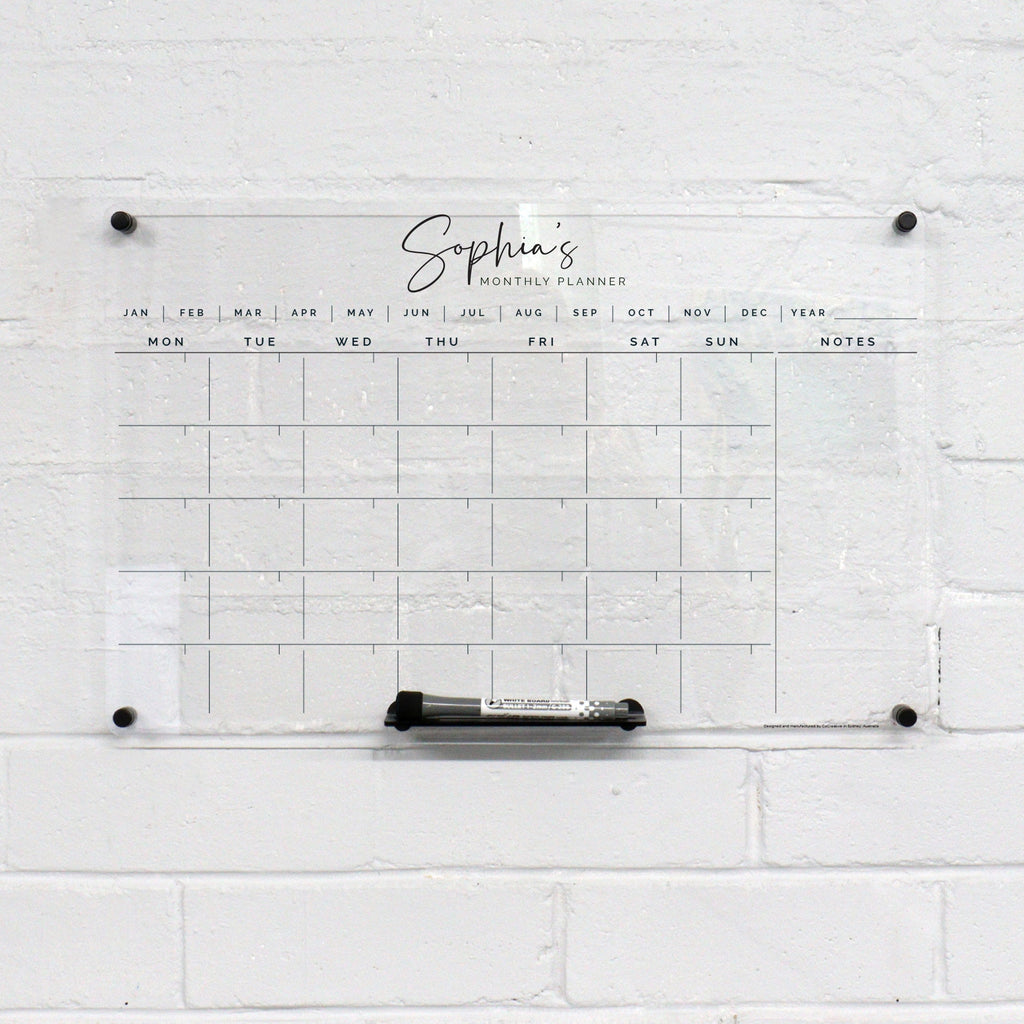 Custom wall planner - Monthly + List design - acrylic whiteboard calendar - family wall planner organiser