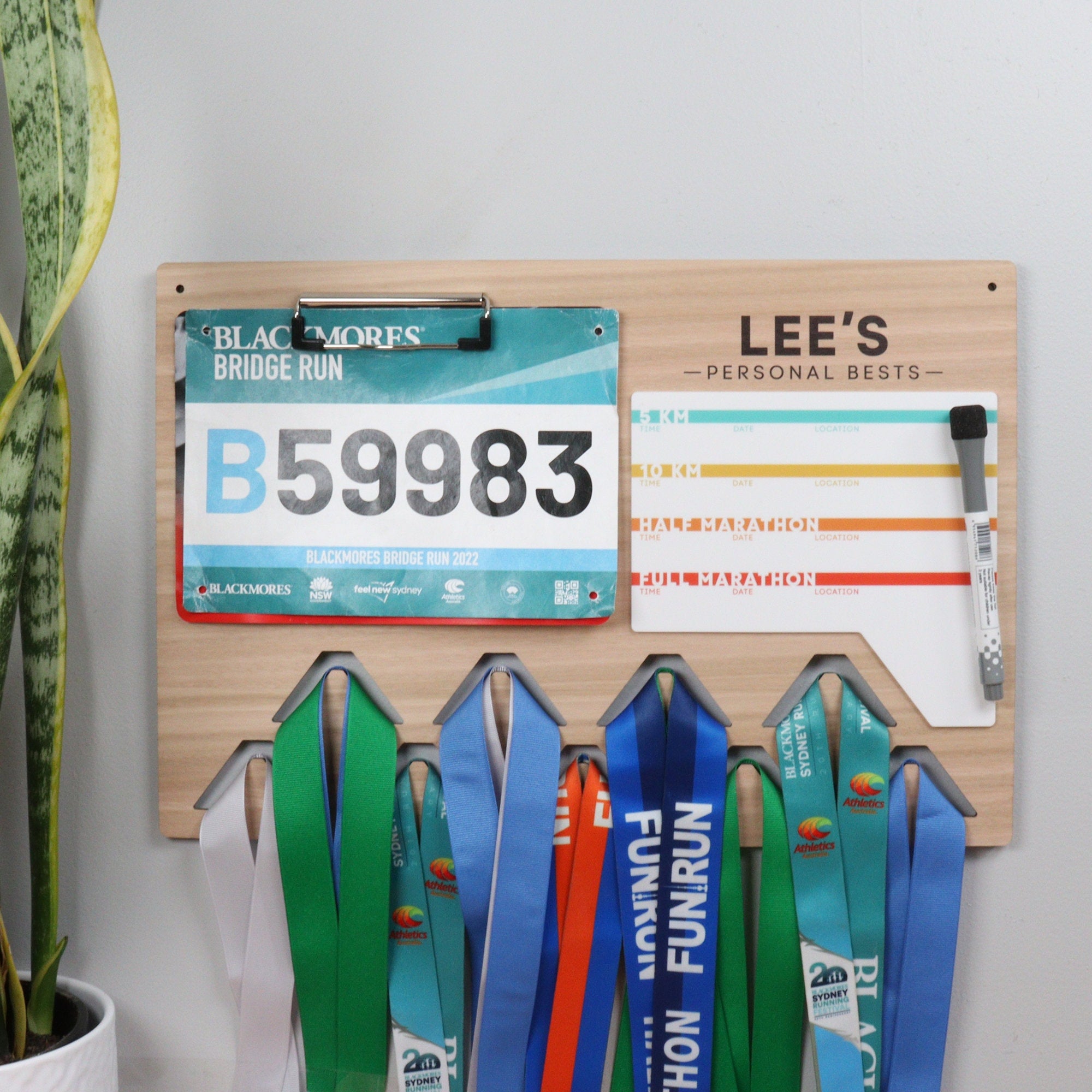 Personalized Running Medal Hanger and Bib Display - Show Off Your PB w –  CoCreative Design