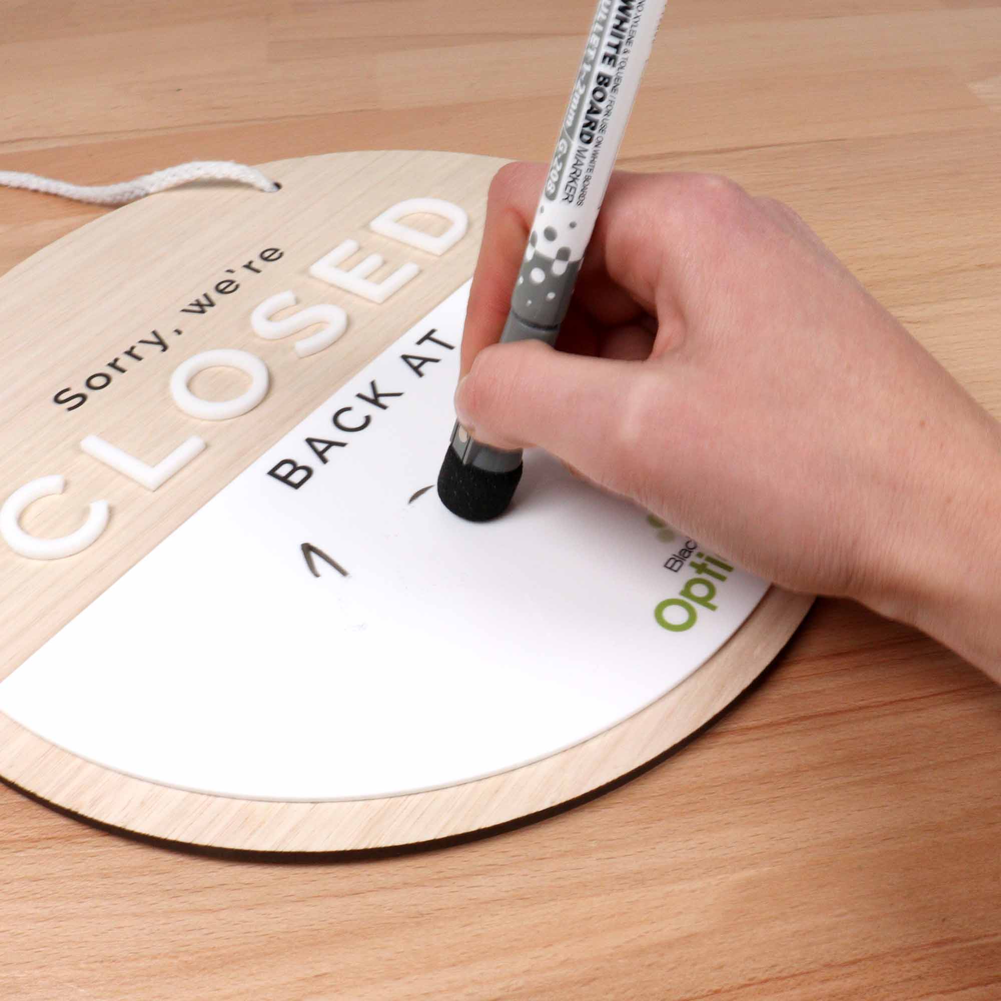 Open Closed Logo Business Sign with Whiteboard Section – CoCreative Design