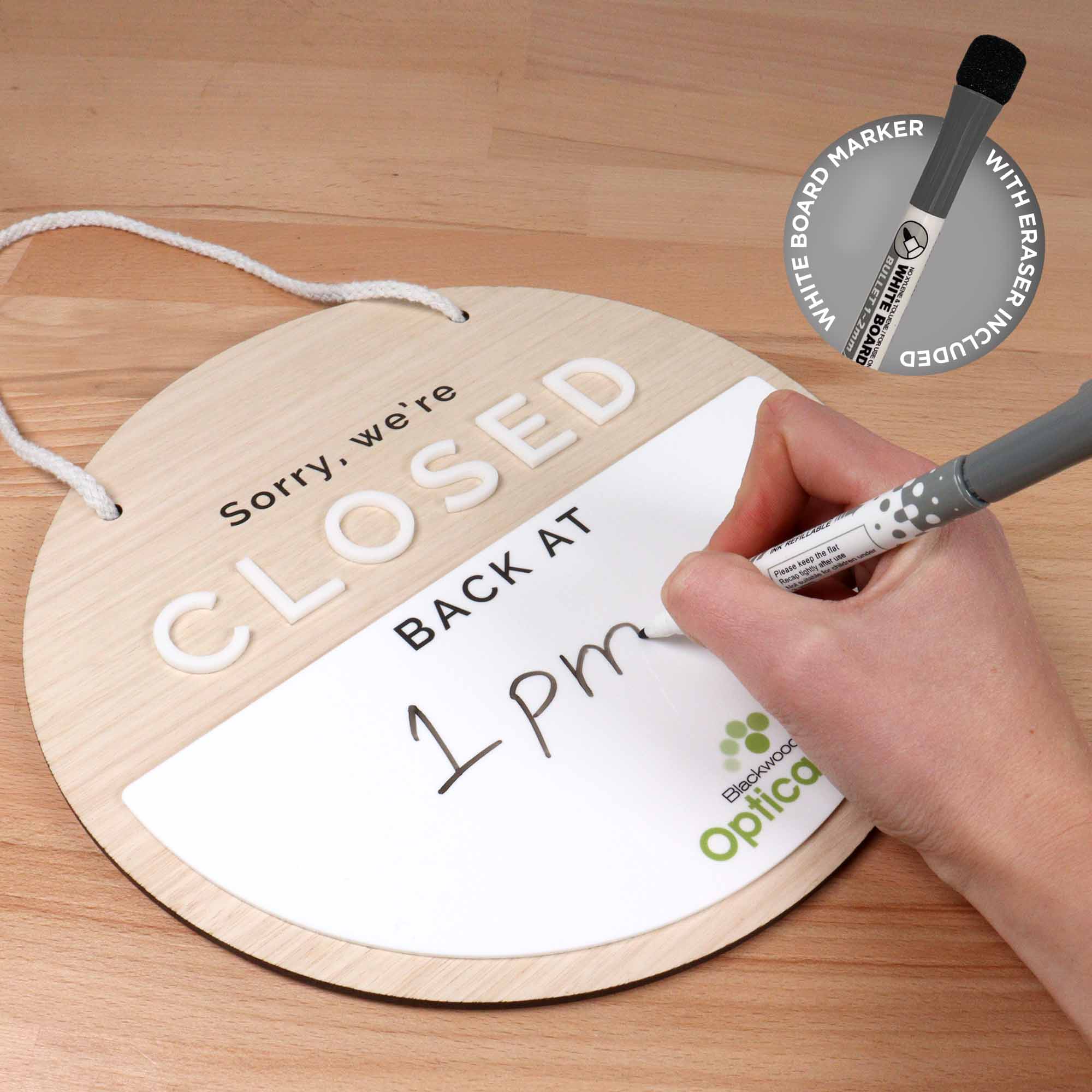 Open Closed Logo Business Sign with Whiteboard Section – CoCreative Design