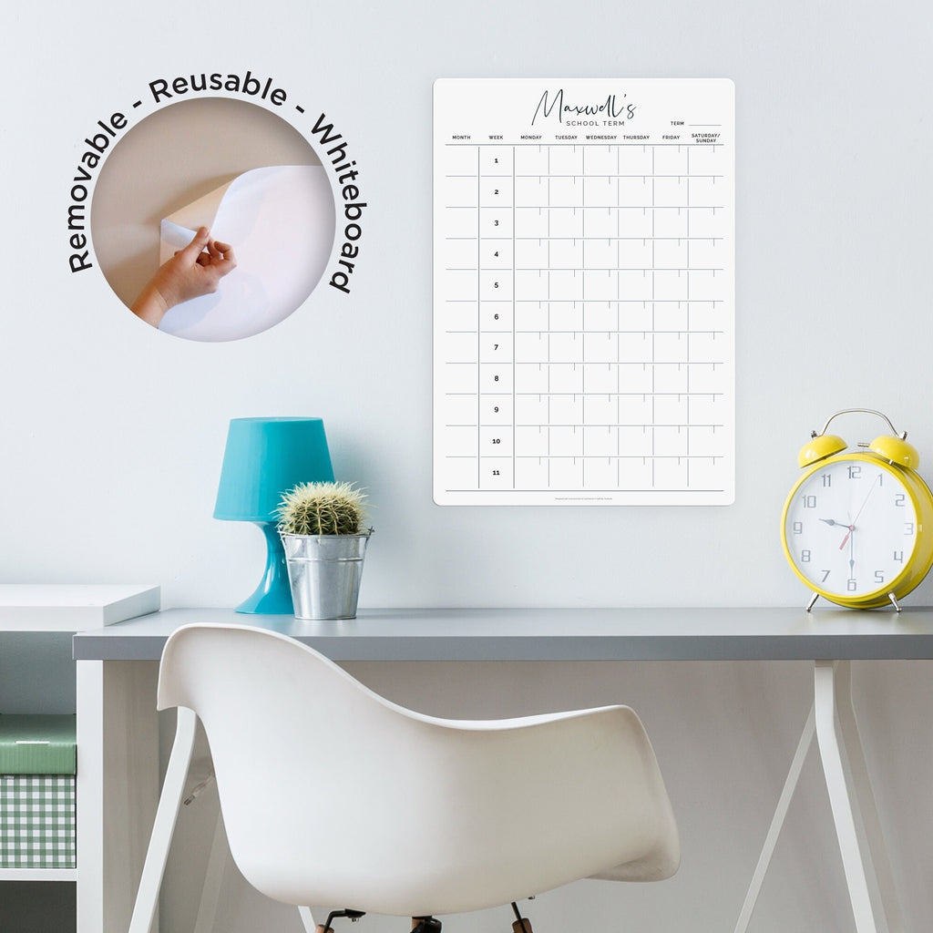 REMOVABLE Custom School term fridge planner - whiteboard calendar - family school organiser