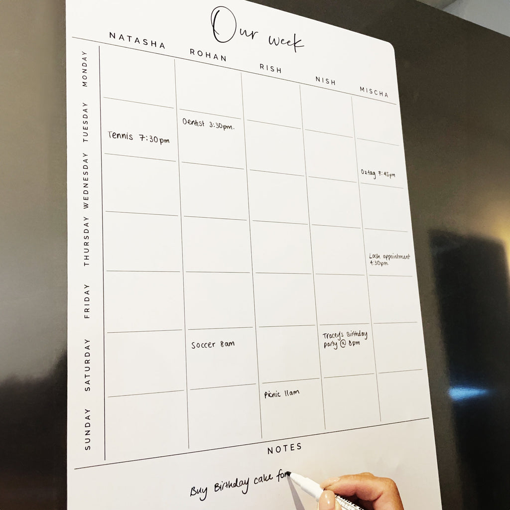 Custom Family Fridge Planner - Weekly Planner - Magnetic whiteboard calendar - Family Organiser - PORTRAIT