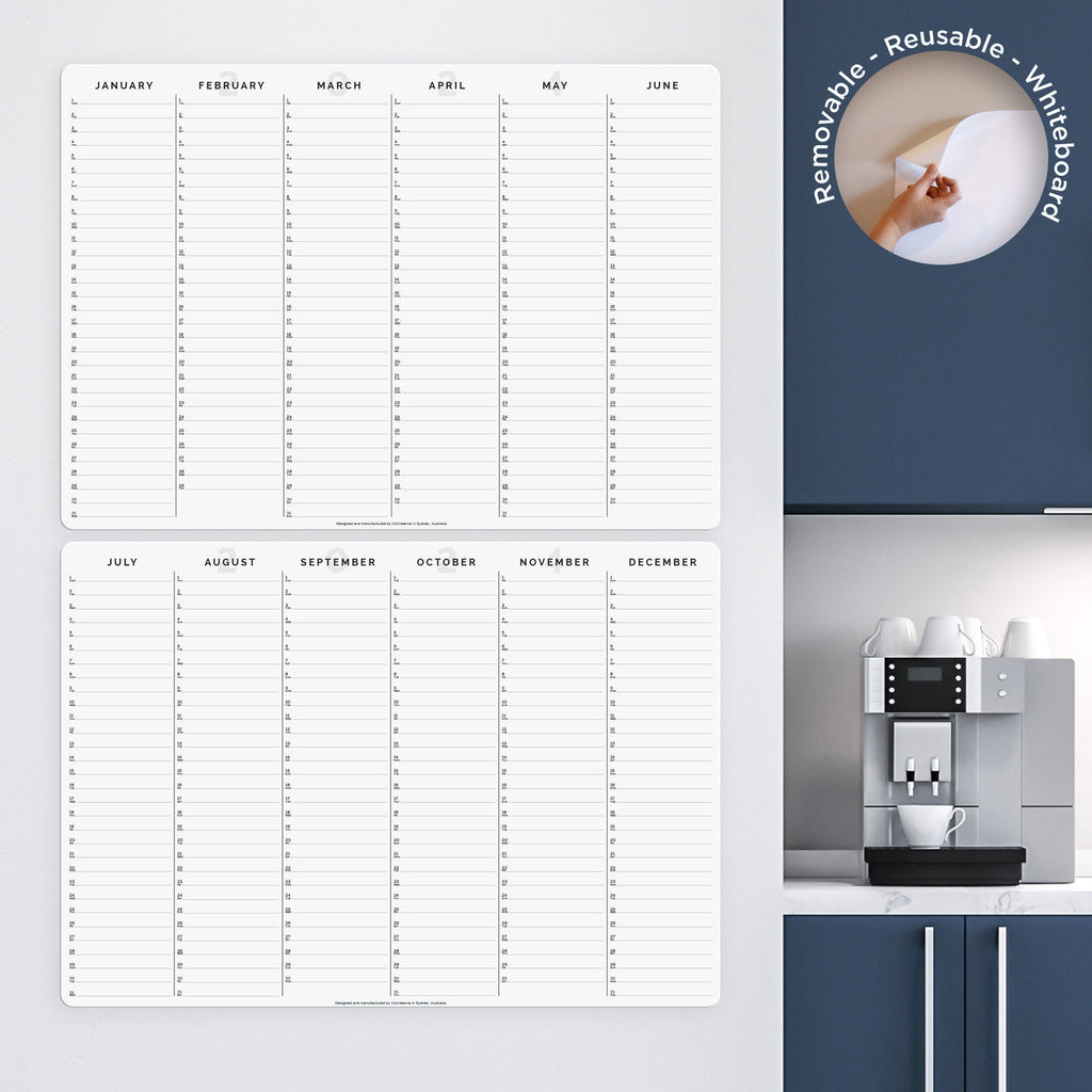 2024 Yearly Planner - A3 Removable Whiteboard Yearly Calendar - Organiser and Calendar